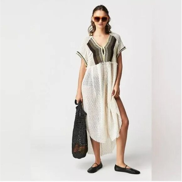 NWT Free People Kelly Crochet Maxi Swim Cover Up Beach Summer Medium JB - Picture 1 of 10